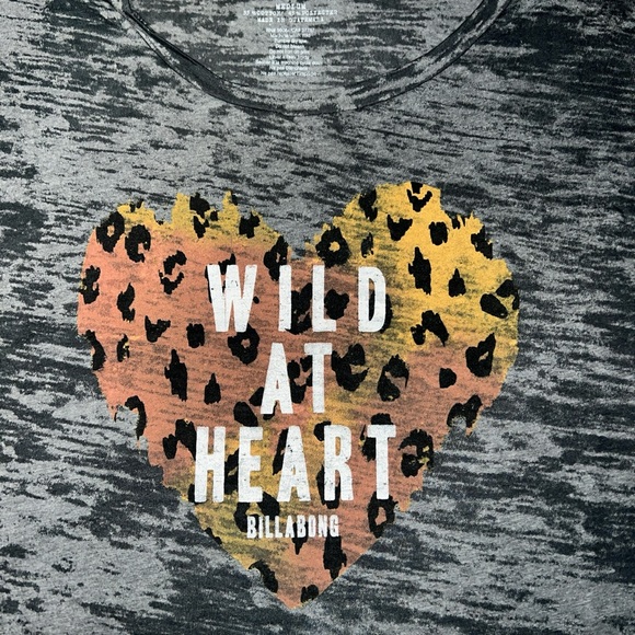 Billabong oversized wild heart top tee shirt cropped loose leopard cheetah print - Picture 3 of 4